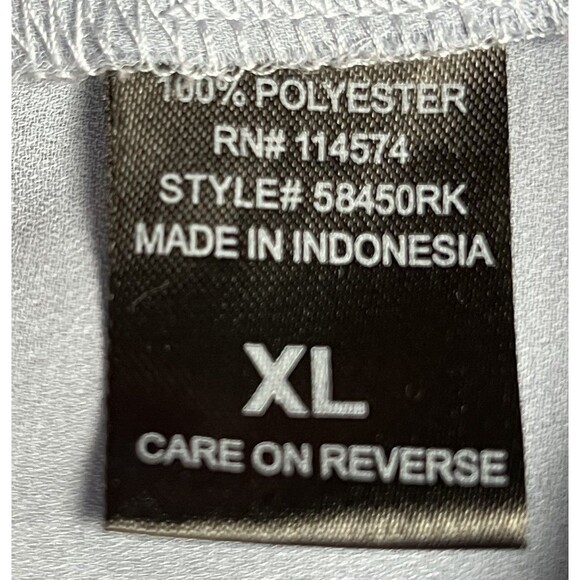 Pleione Sz XL Collared V-Neck Short Sleeve Chiffon Blouse Cornflower Blue - Picture 4 of 8